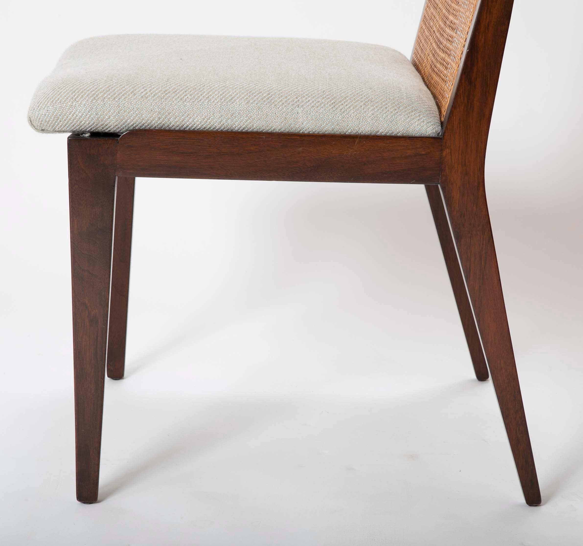 A Set of Six Walnut and Caned Dining Chair designed by Edward Wormley 4