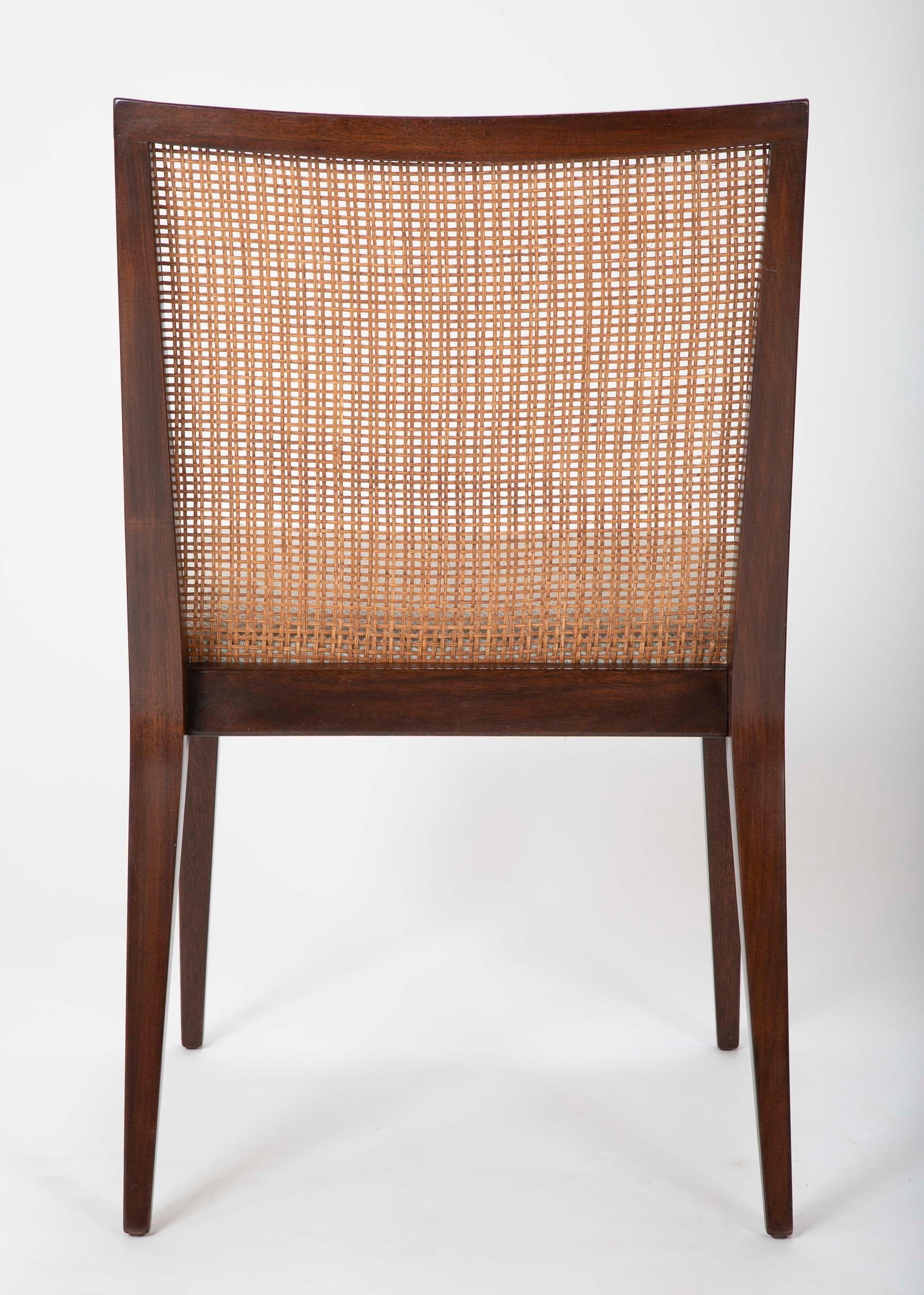 A Set of Six Walnut and Caned Dining Chair designed by Edward Wormley 5