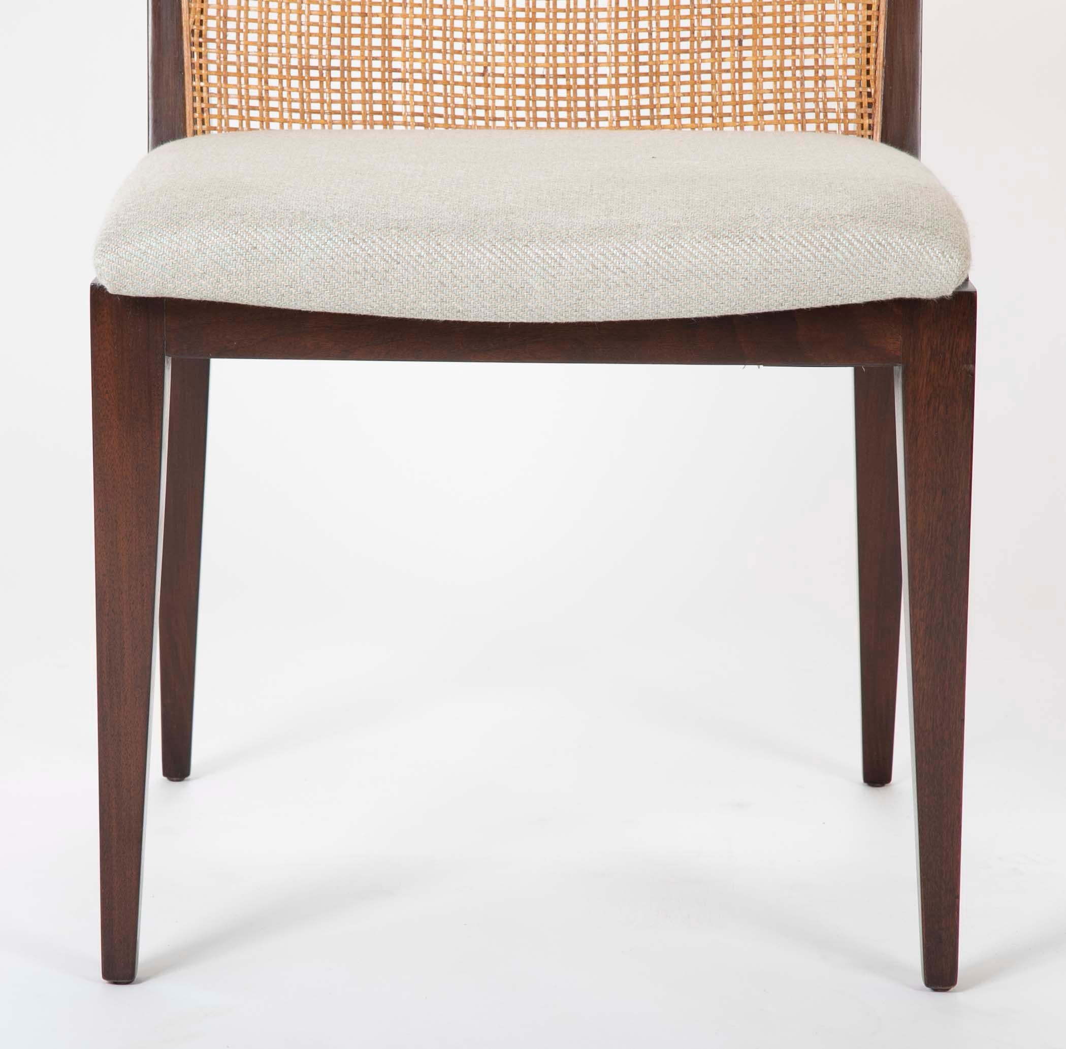 American A Set of Six Walnut and Caned Dining Chair designed by Edward Wormley