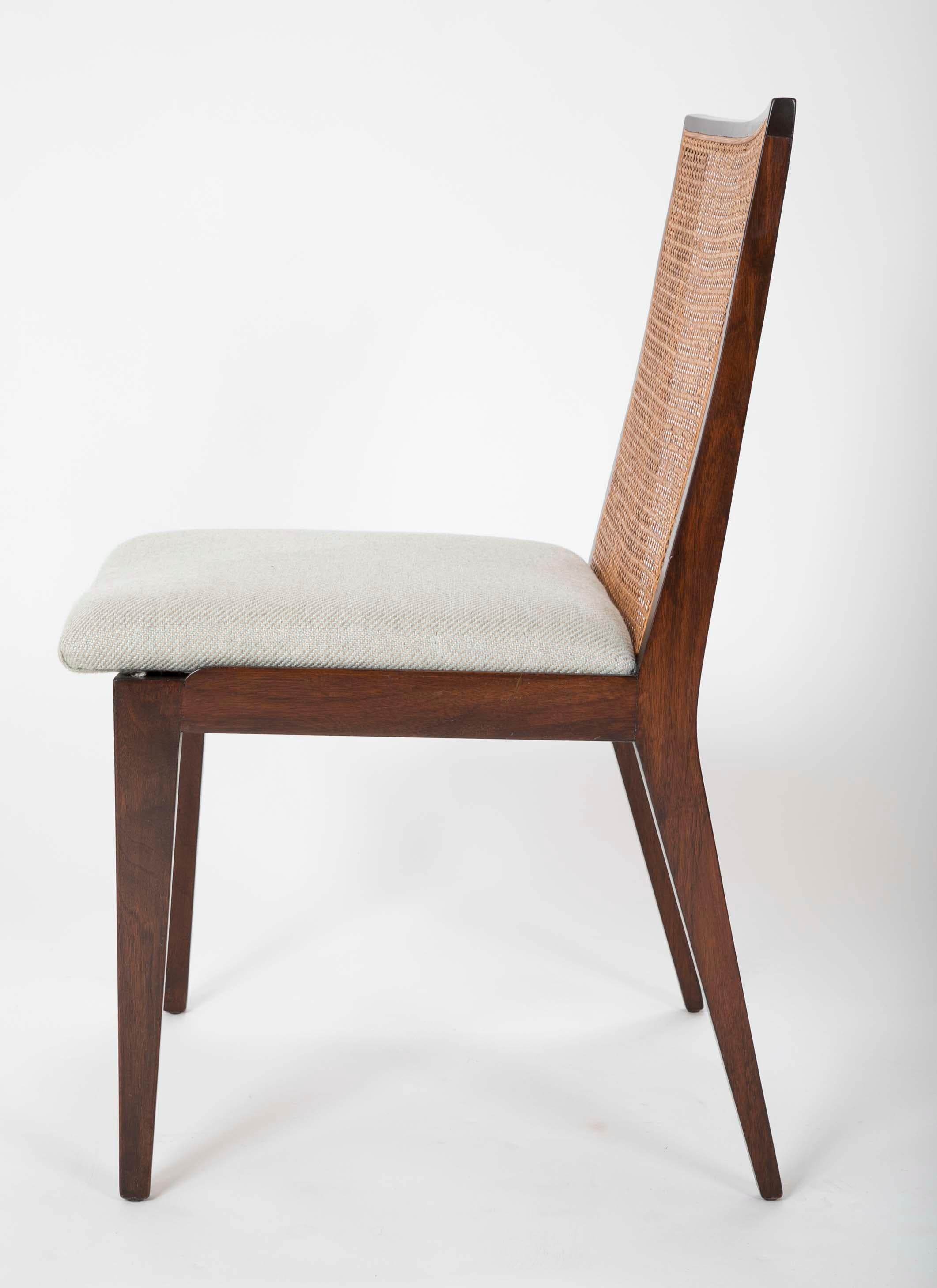 A Set of Six Walnut and Caned Dining Chair designed by Edward Wormley 3