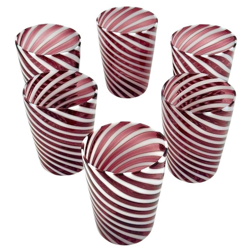 A set of six wonderful Italian handblown Murano glass tumblers For Sale