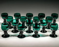 Set of Sixteen Bristol Green Roemers