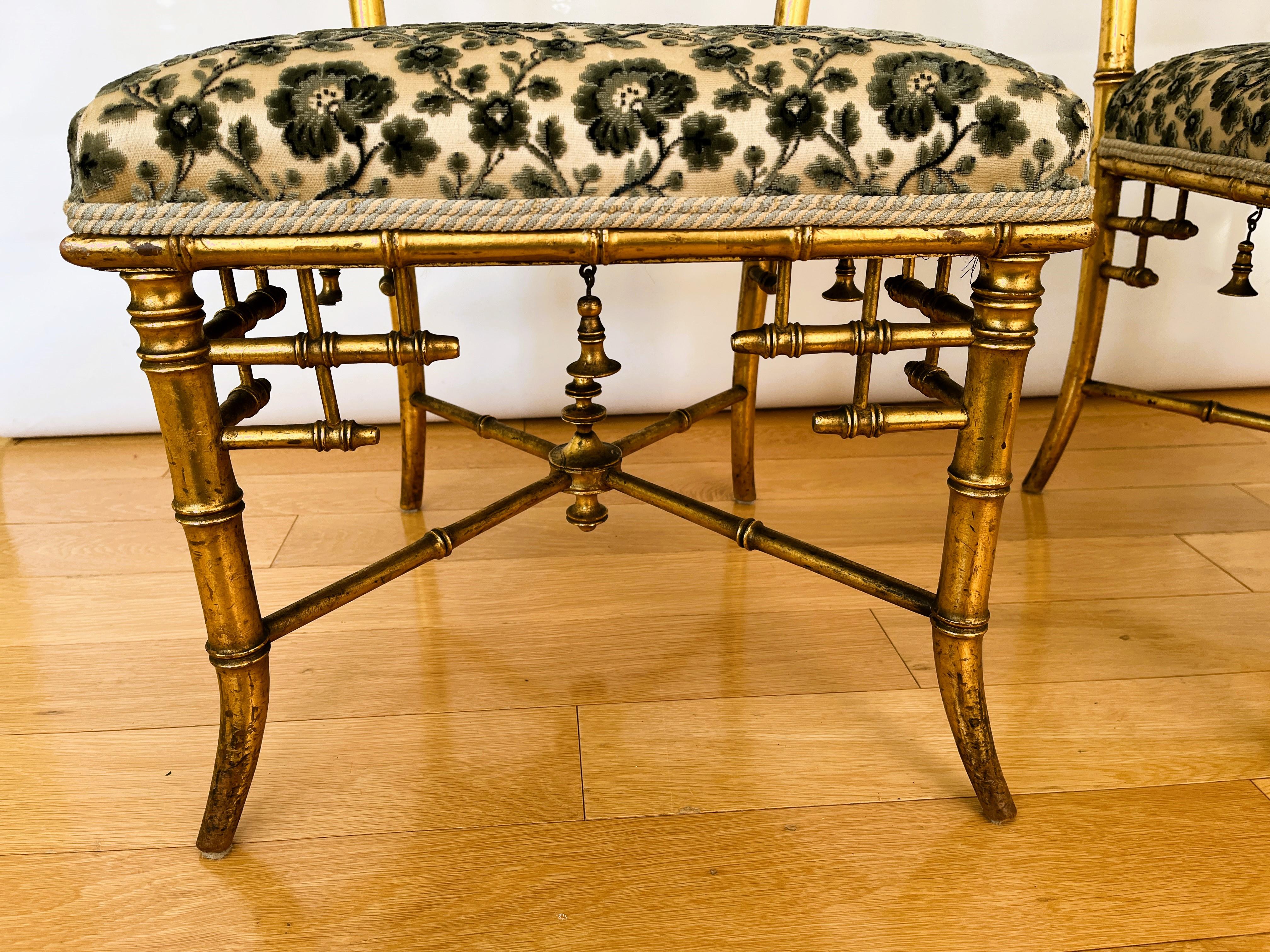 Victorian Set of Small Antique Gilt Parlor Chairs For Sale