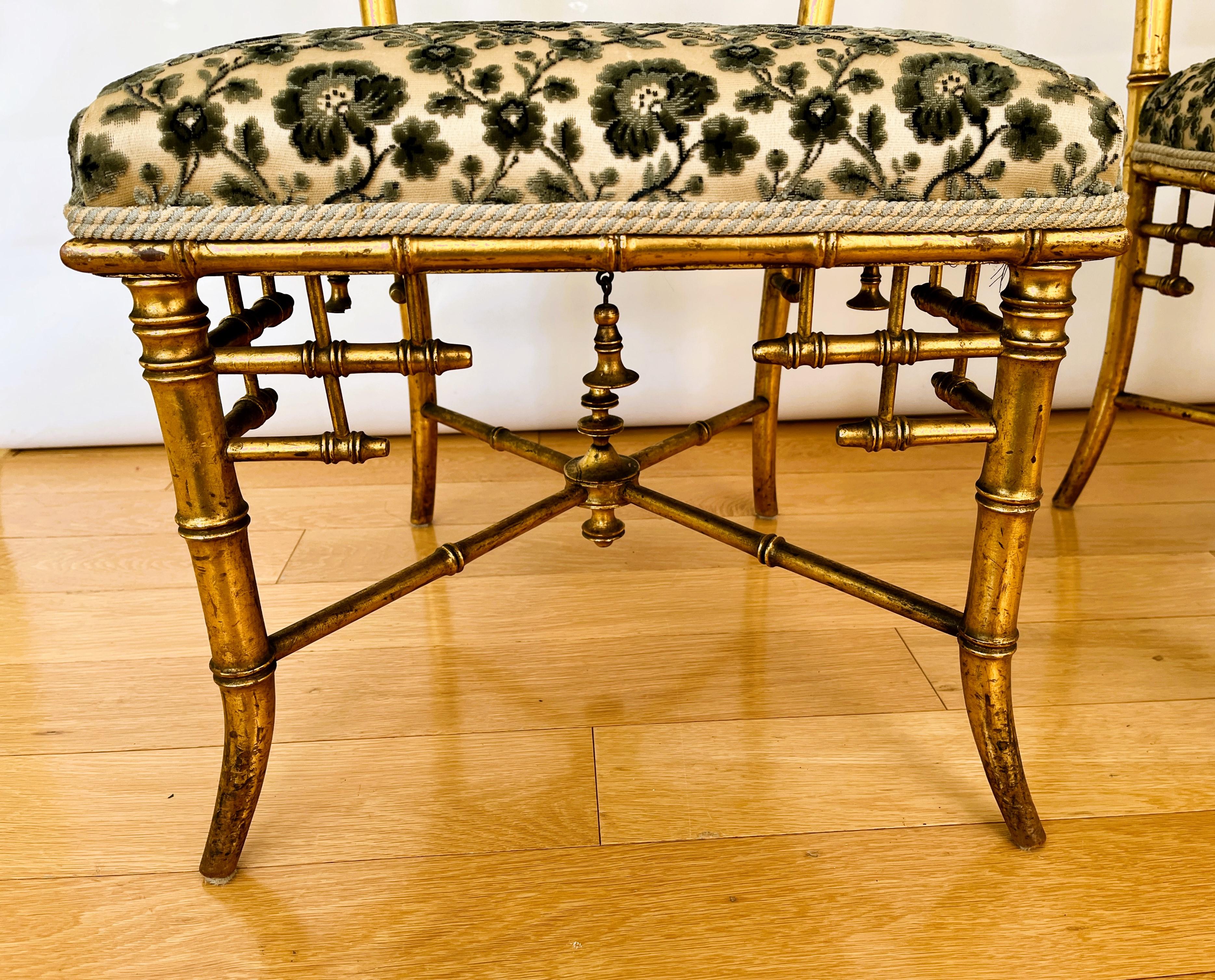 Set of Small Antique Gilt Parlor Chairs For Sale 3