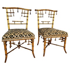 Set of Small Antique Gilt Parlor Chairs