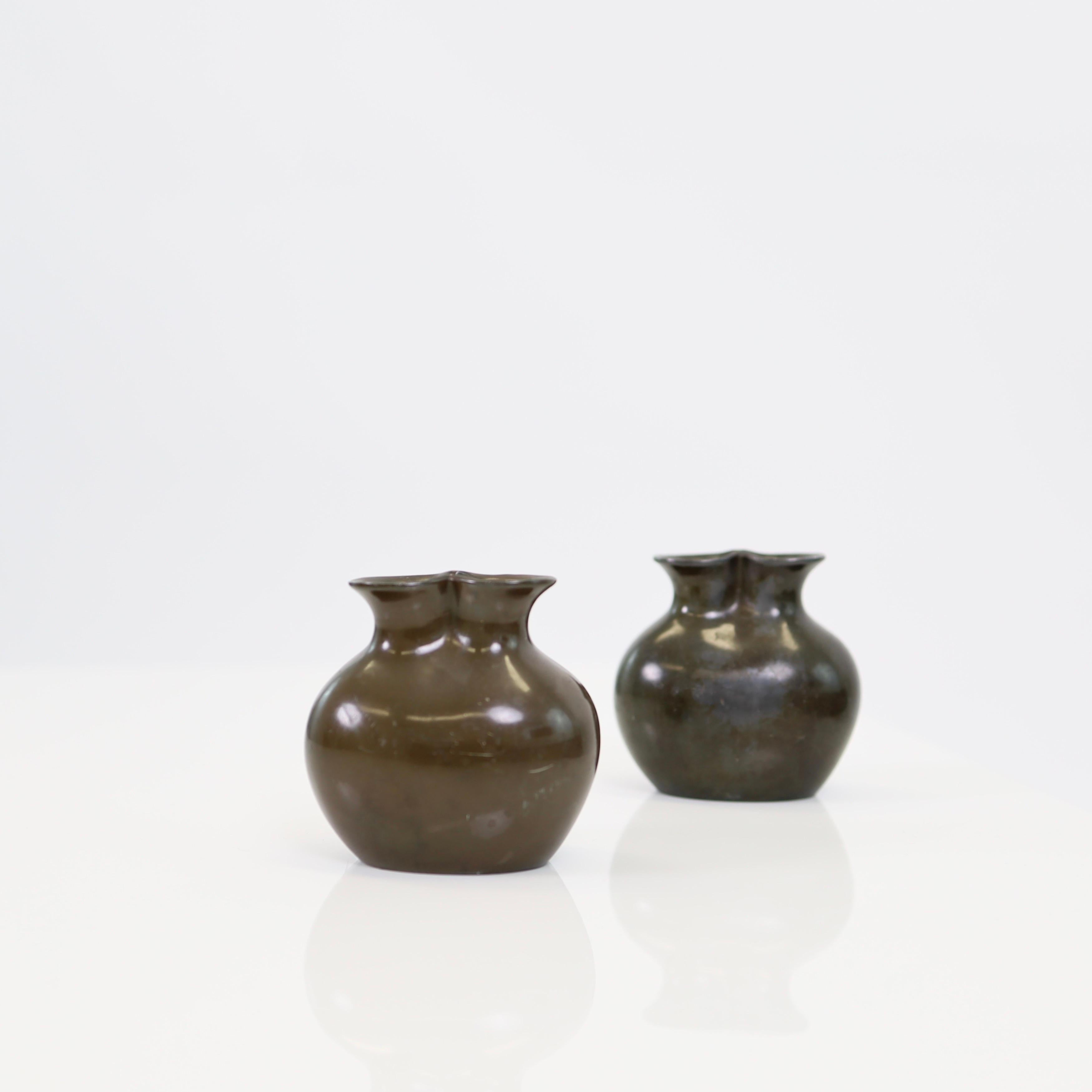 Danish A set of small metal vases by Just Andersen, 1920s, Denmark For Sale