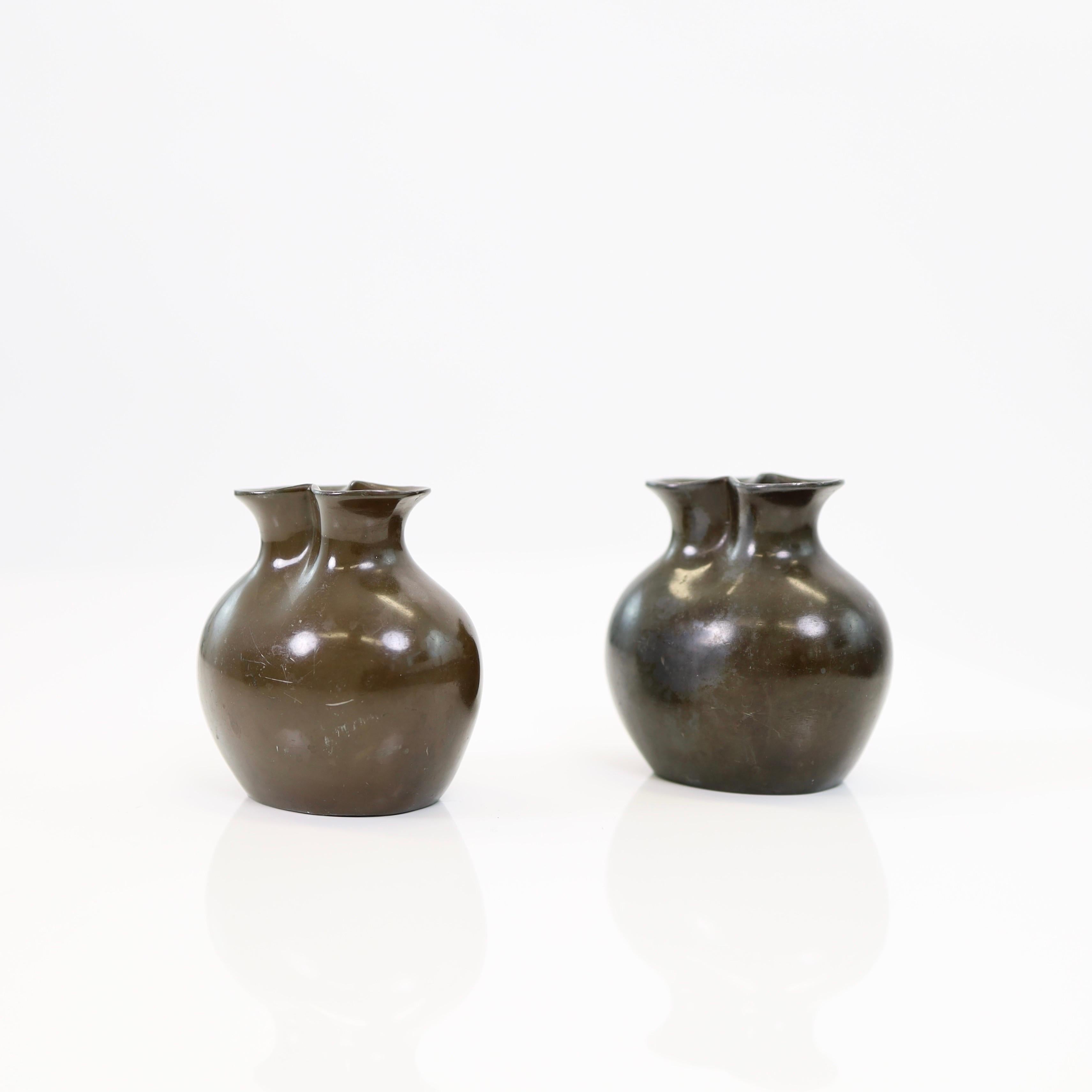 A set of small metal vases by Just Andersen, 1920s, Denmark In Good Condition For Sale In Værløse, DK