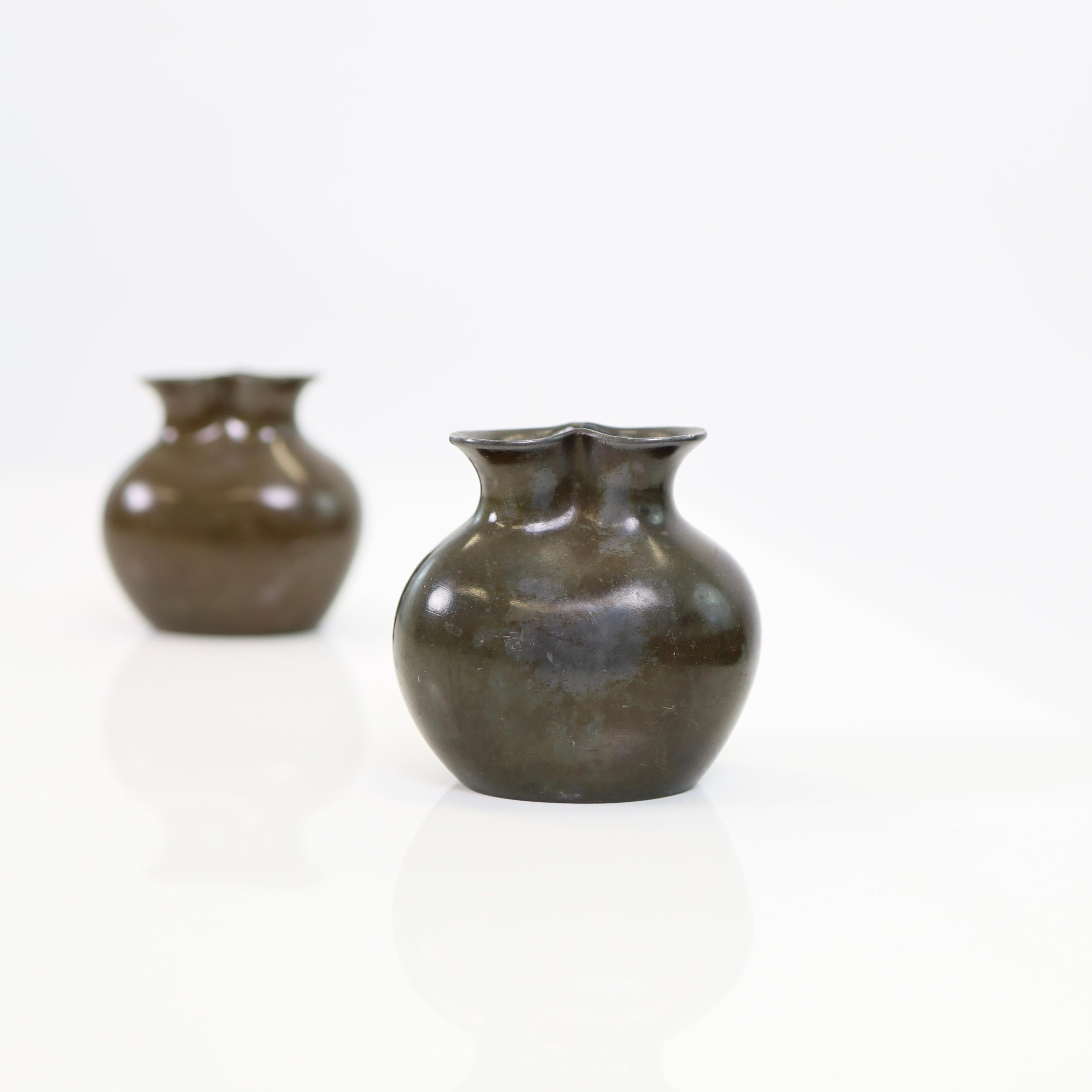 Metal A set of small metal vases by Just Andersen, 1920s, Denmark For Sale