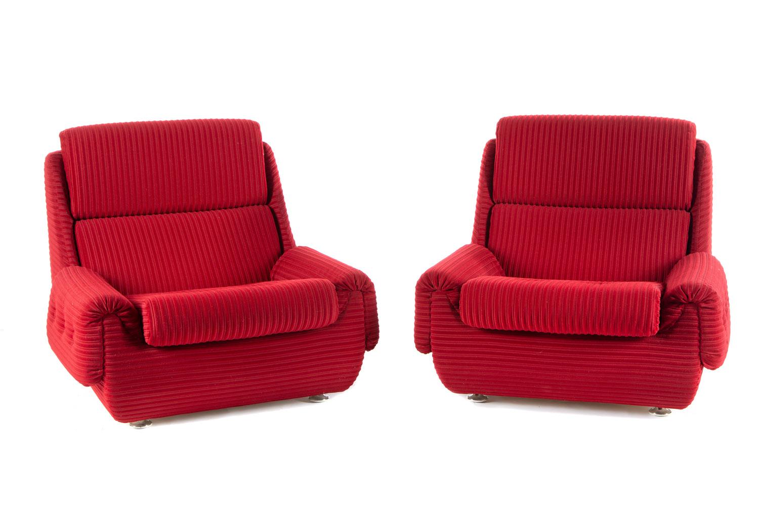 Fabric A set of Sofa and 2 Arm Chairs by Jitona Soběslav, 1970s For Sale