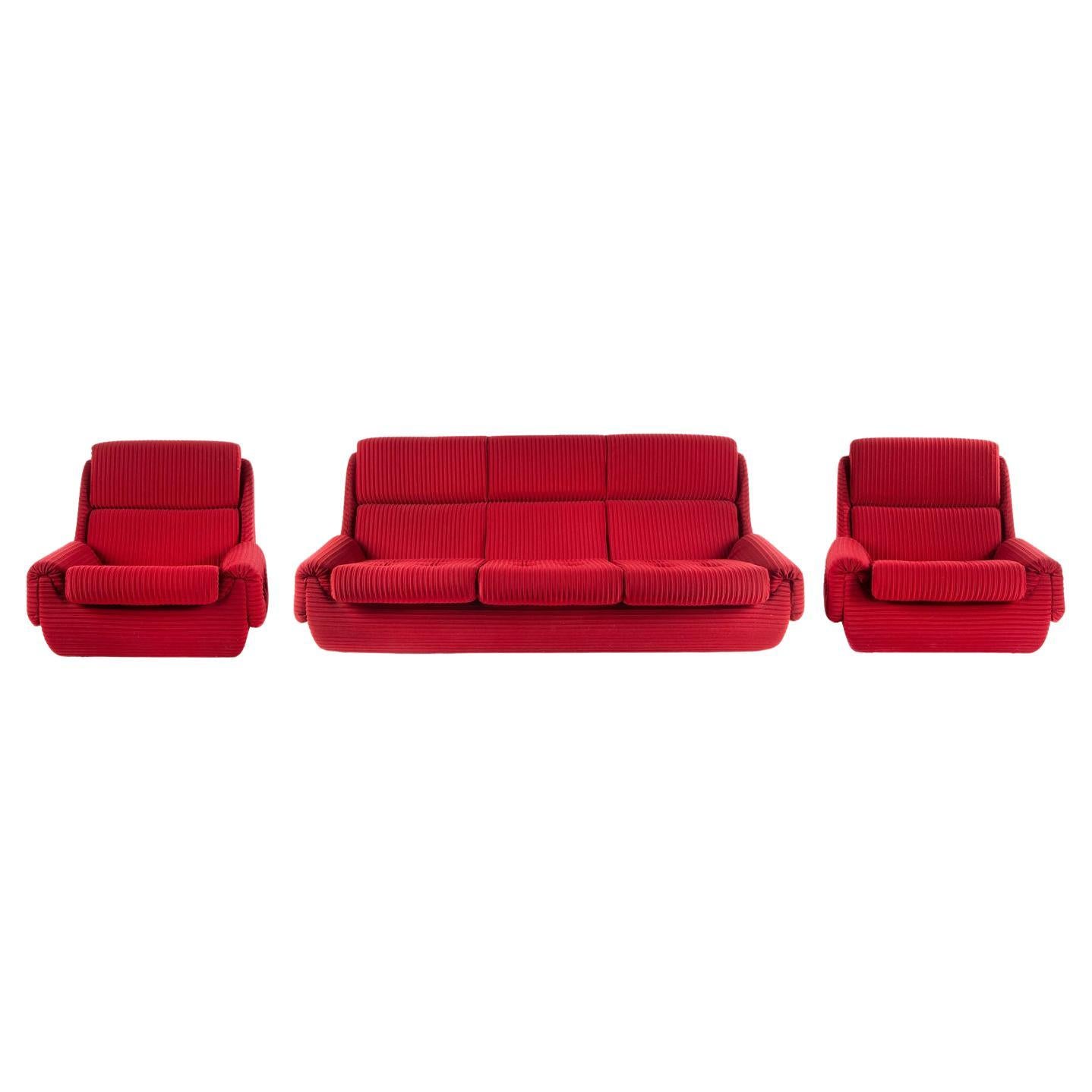 A set of Sofa and 2 Arm Chairs by Jitona Soběslav, 1970s For Sale