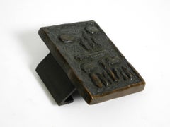 A set of solid, heavy 1970s Brutalist pull handles with letter slot and doorbell