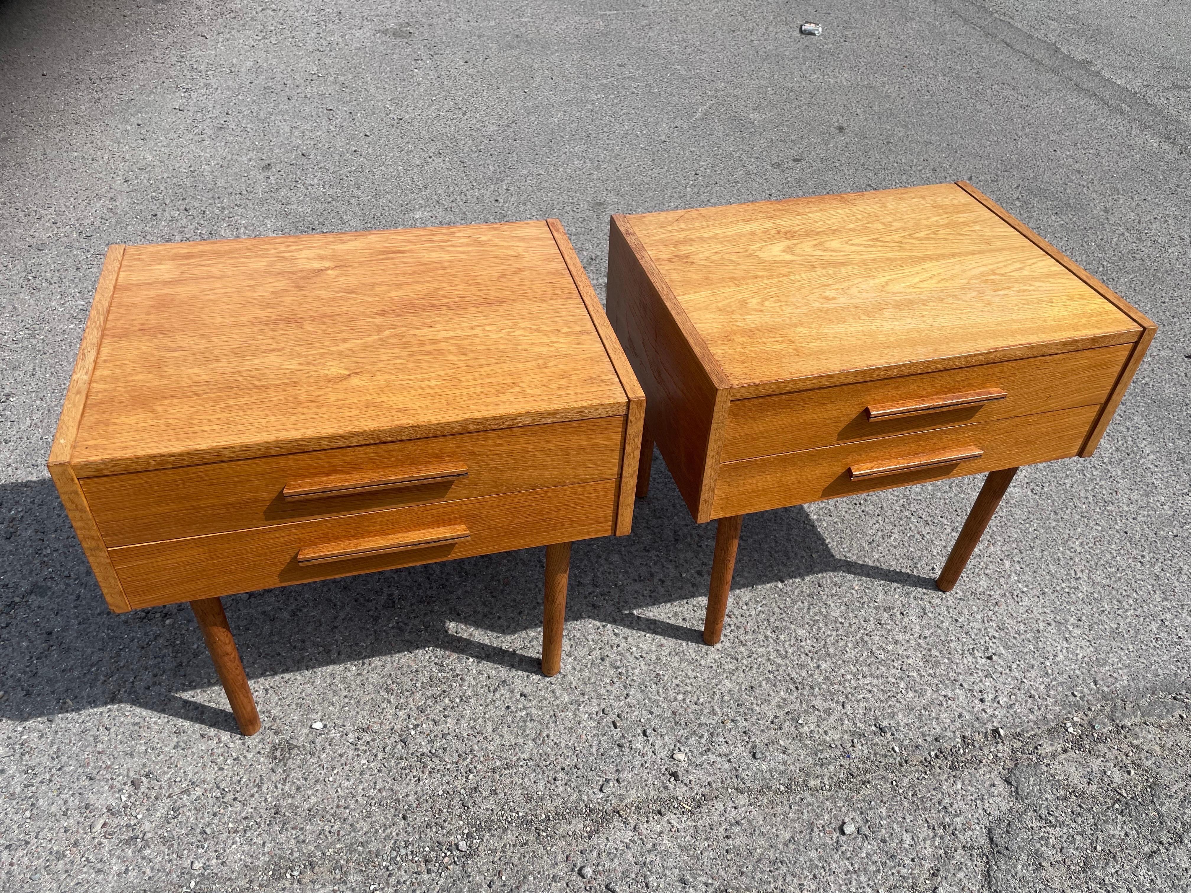 Oak Set of Spacious Danish Mid-Century Modern Nightstands from the 1960s For Sale
