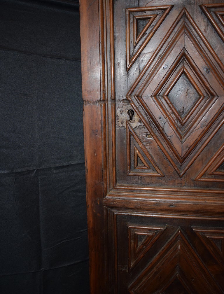Set of Spanish Colonial Mesquite Solid Wood Doors, 19th Century For
