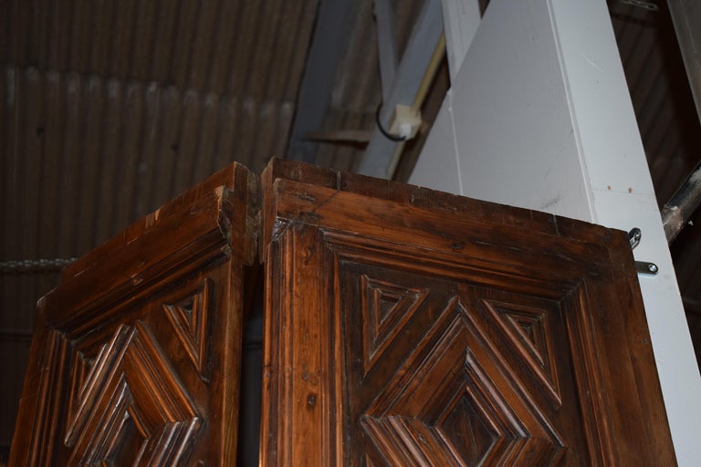 Set of Spanish Colonial Mesquite Solid Wood Doors, 19th Century For