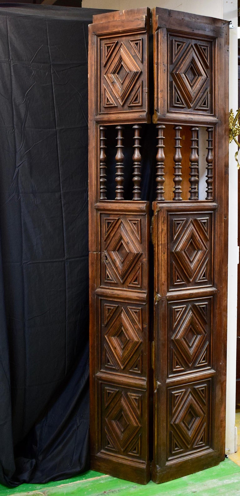 Set of Spanish Colonial Mesquite Solid Wood Doors, 19th Century For