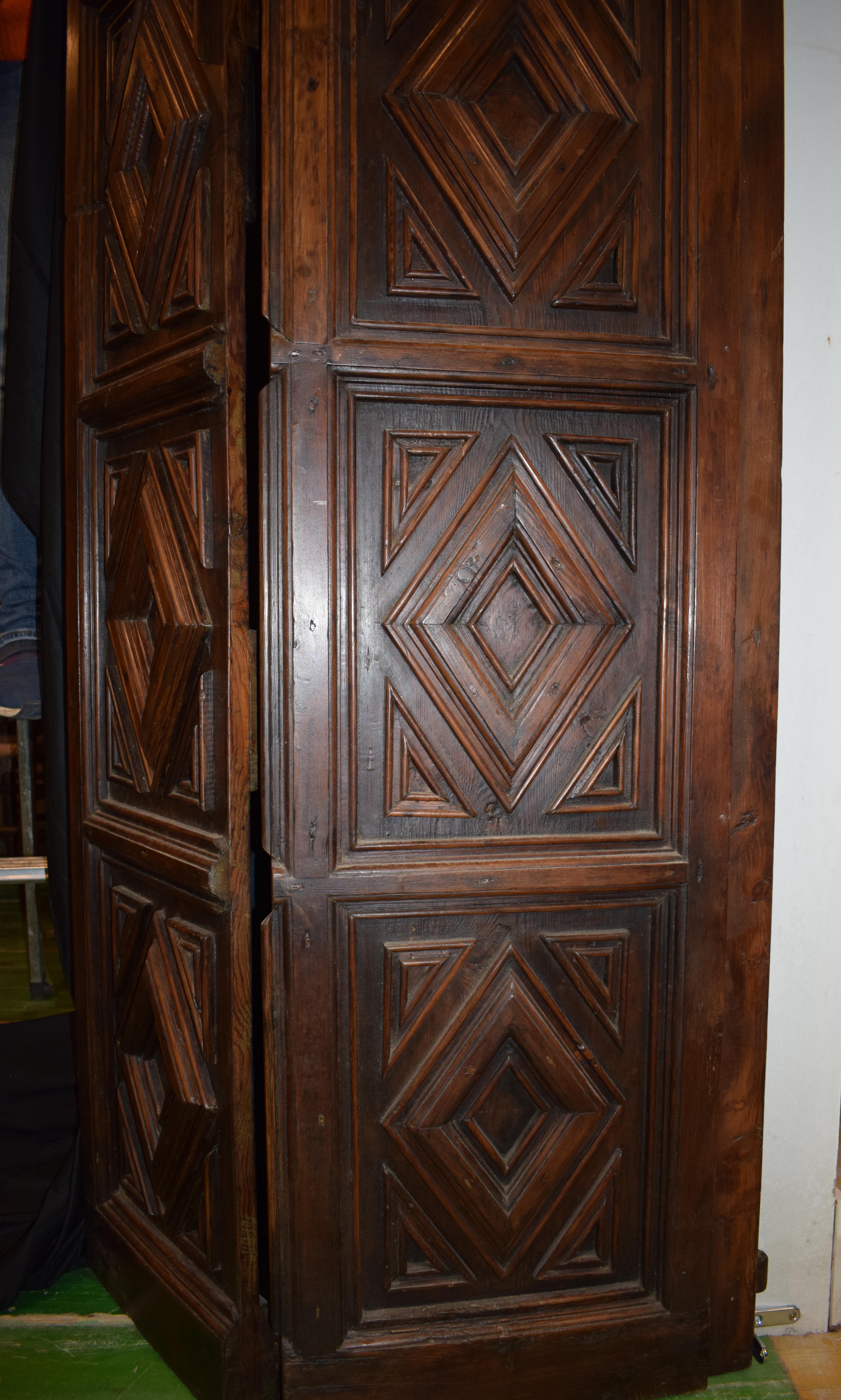Set of Spanish Colonial Mesquite Solid Wood Doors, 19th Century 1