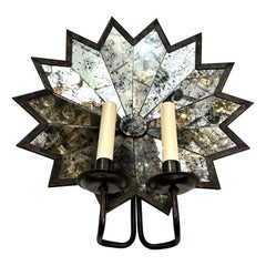 A Set of Star-Shaped Mirrored Sconces, Sold per Pair
