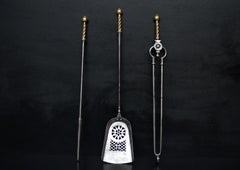 Set of Steel Firetools with Brass Handles