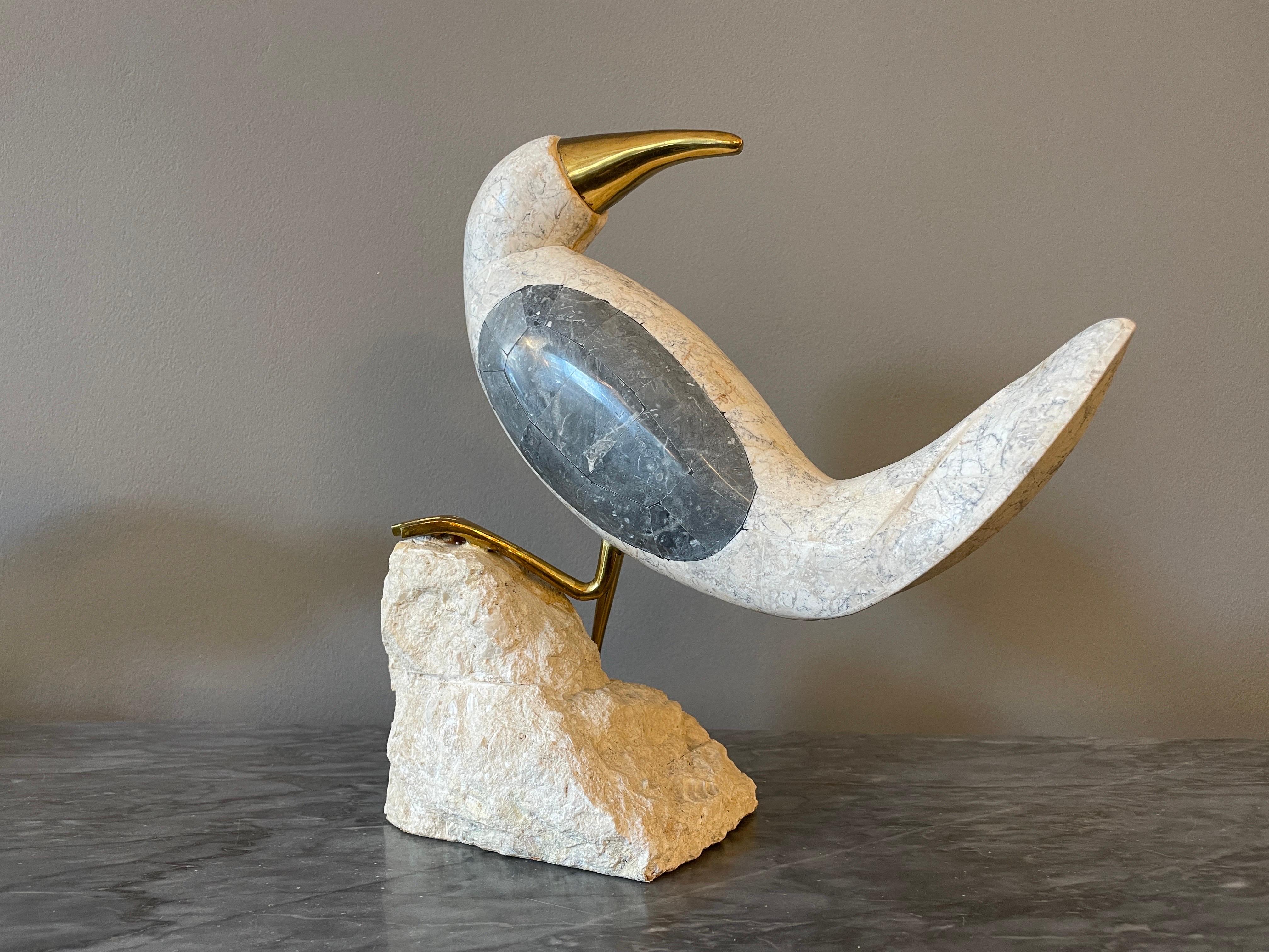20th Century Set of Stone and Marble Perched Birds by Maitland Smith