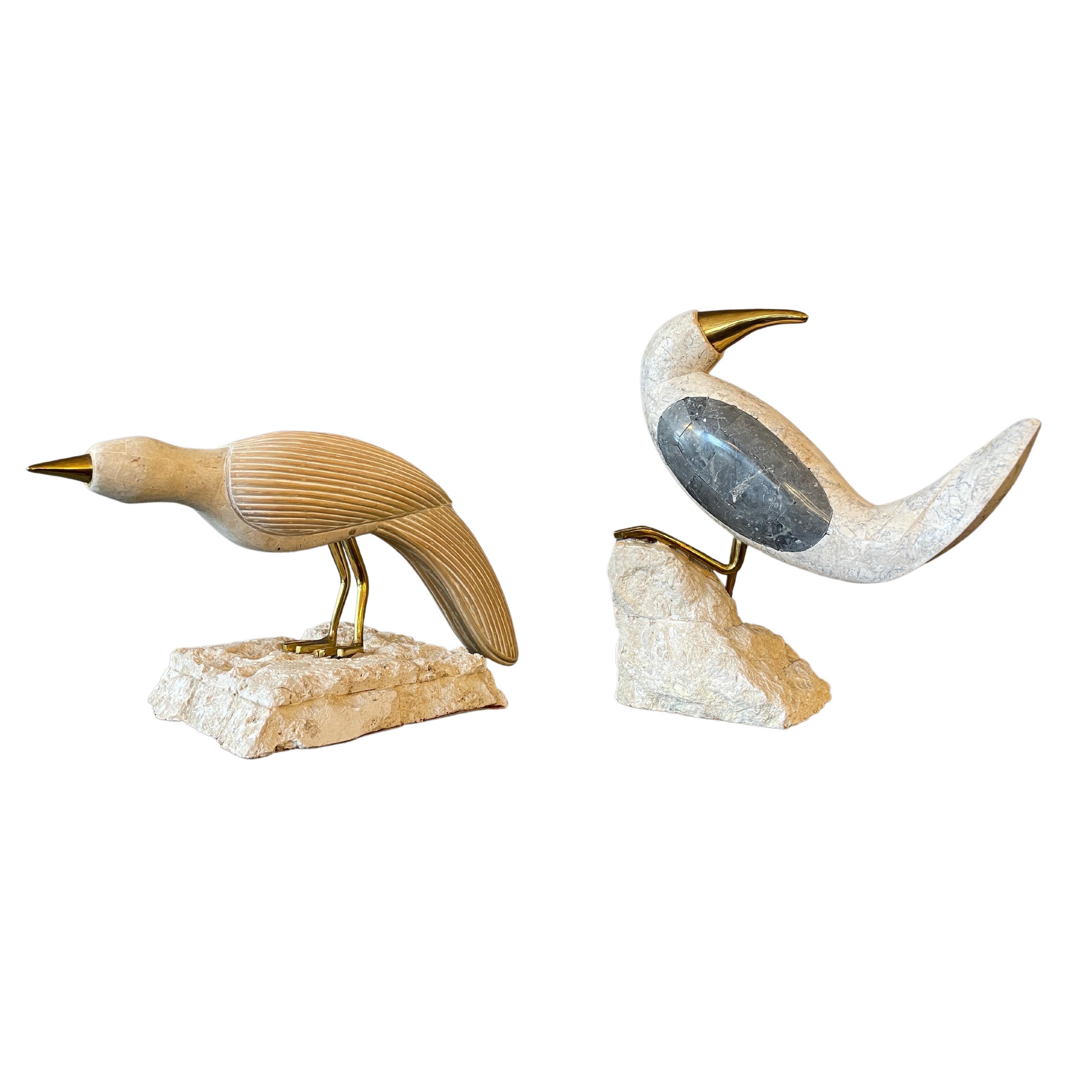 Set of Stone and Marble Perched Birds by Maitland Smith
