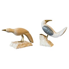 Set of Stone and Marble Perched Birds by Maitland Smith