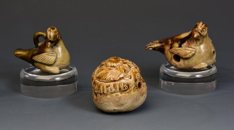 Set of Tang Dynasty, Antique Chinese Pottery Musical Instrument in Bird ...