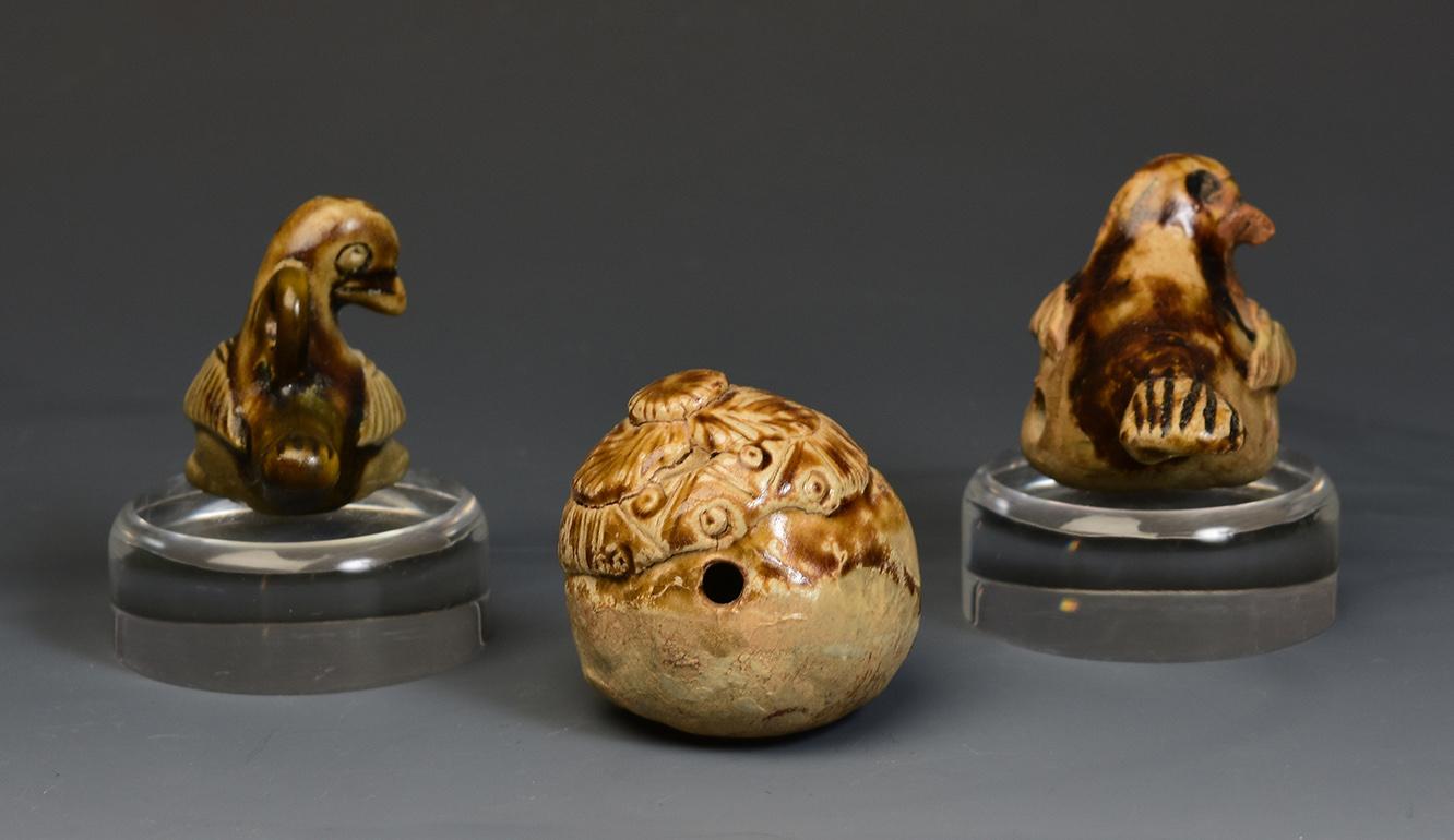 XVIIIe siècle et antérieur Ensemble d'instruments de musique en forme d'oiseau de la dynastie Tang, poterie chinoise ancienne