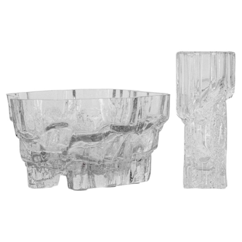 A Set Of Tapio Large Wirkkala for Iittala Ice Glass Vases, Finland 1970