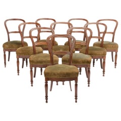 Set of Ten 19th Century Irish Walnut Dining Chairs