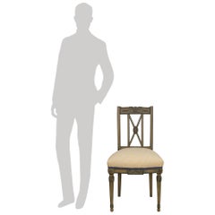 Lot de dix chaises de salle à manger françaises du XIXe siècle, de style Louis XVI, en bois patiné