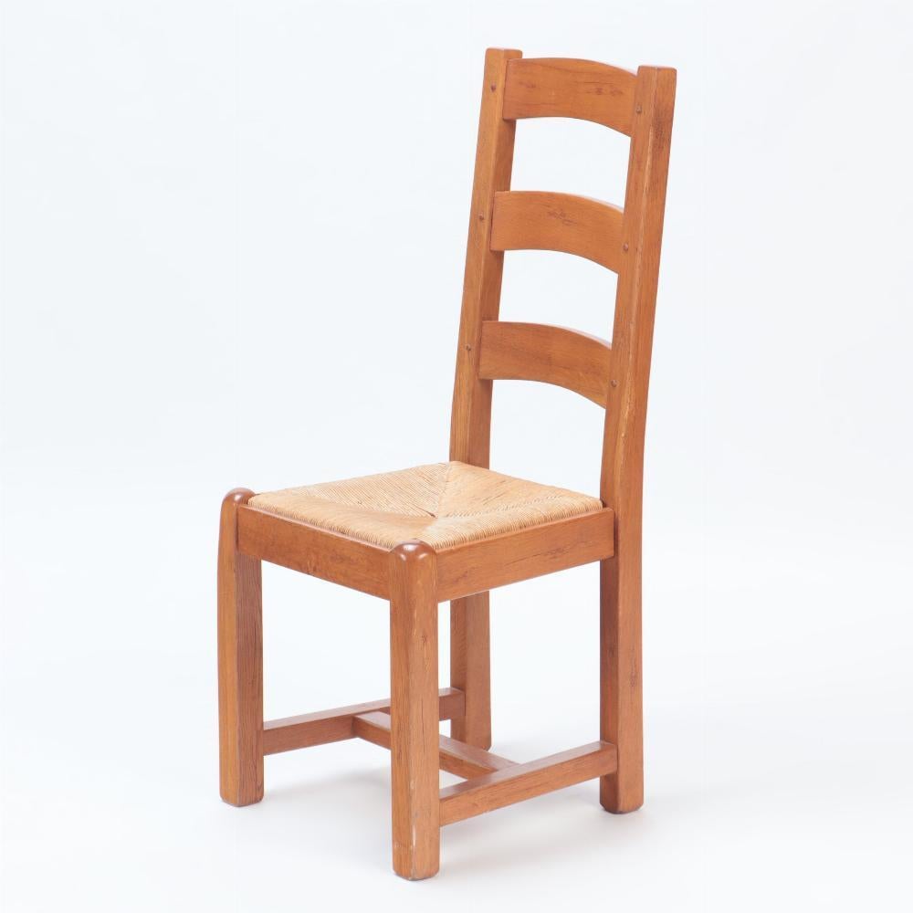 A set of ten French oak ladderback side chairs, C. 1960. For Sale 1