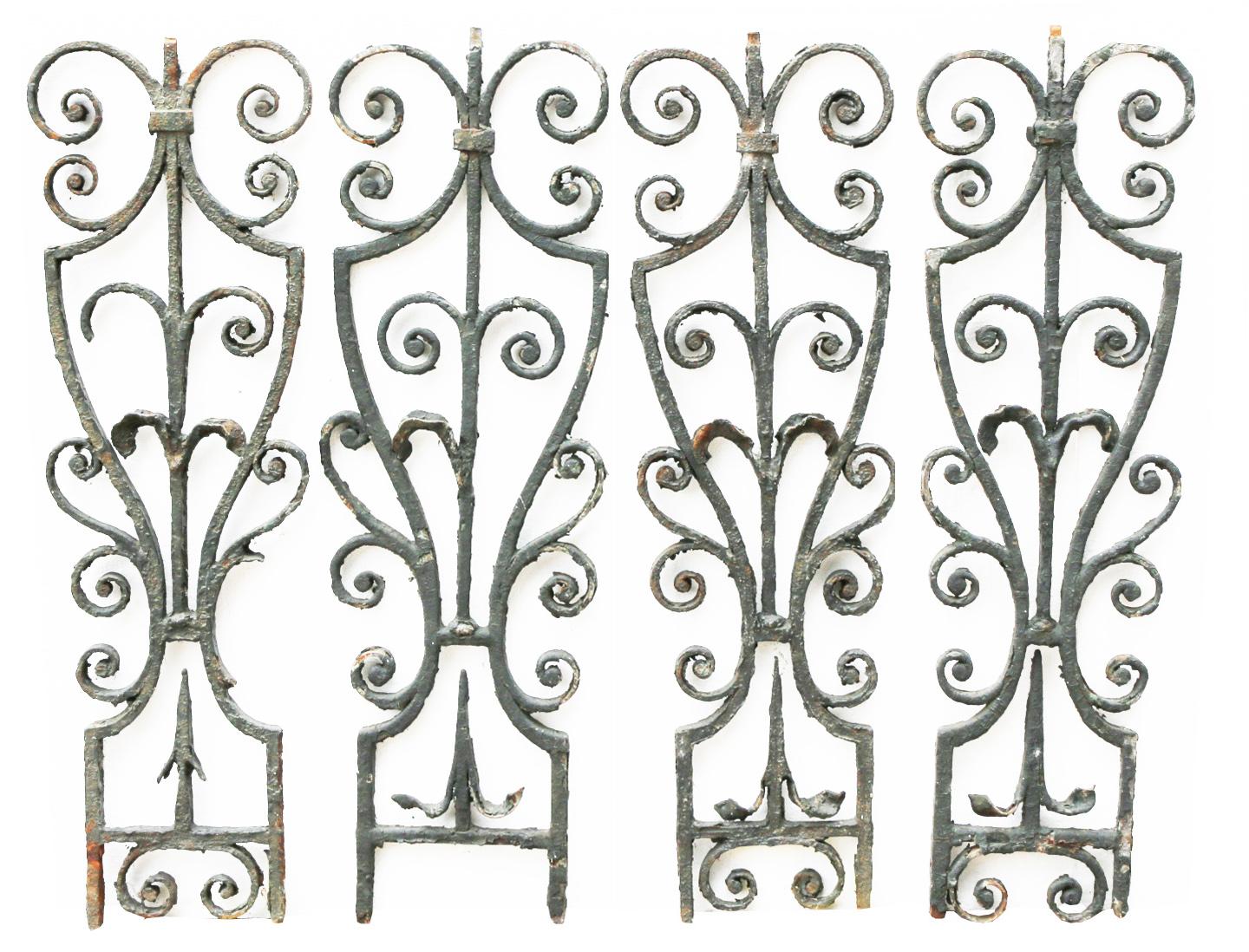 A set of ten wrought iron balustrades removed from a large country house in Shropshire.