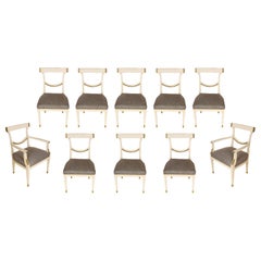 Set of Ten Painted Jansen Dining Room Chairs