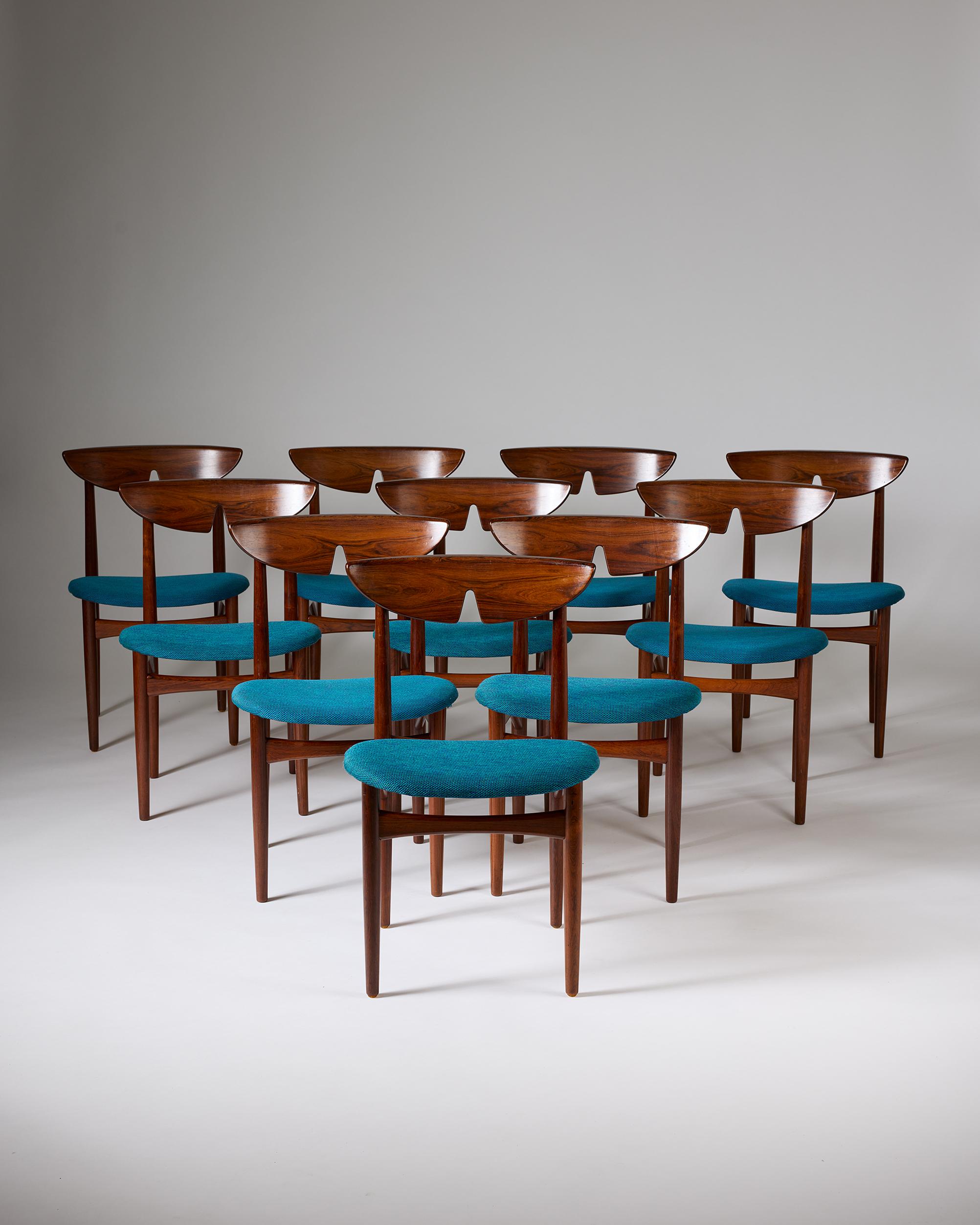 Zehn Stühle aus Palisanderholz Kurt Østervig Dänemark, 1960er Jahre (Skandinavische Moderne) im Angebot