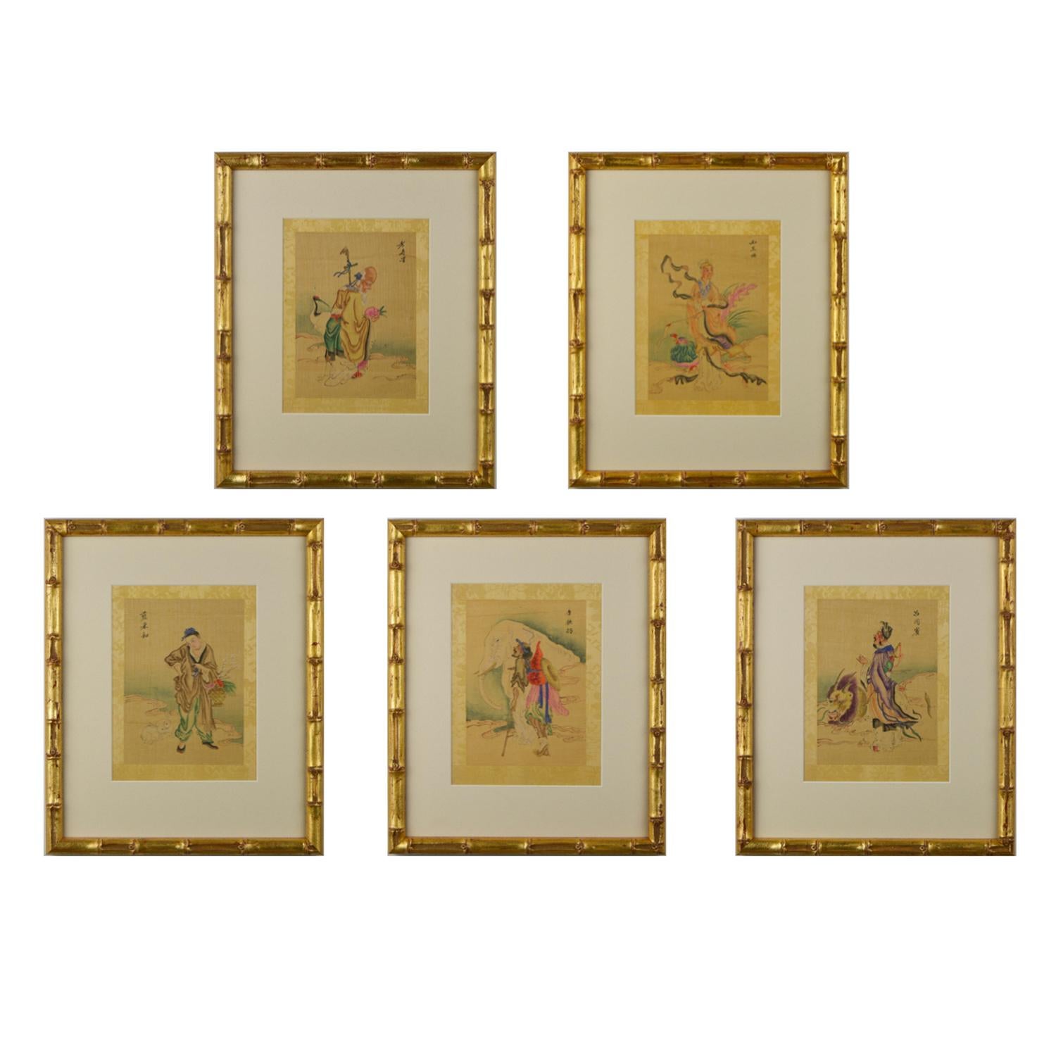 Set of Ten Watercolours of the Chinese Immortals In Good Condition In Tetbury, Gloucestershire