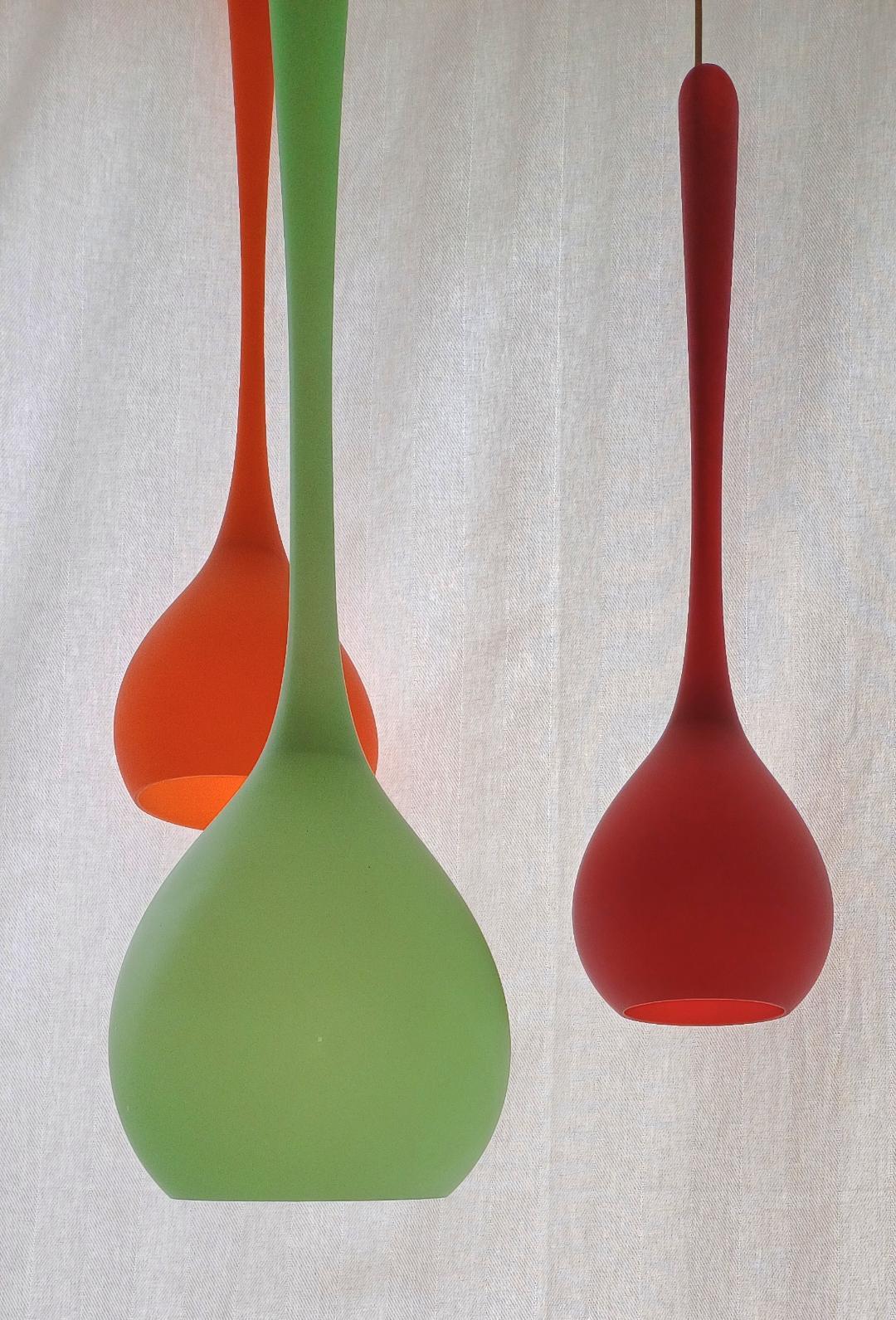 Italian Set of Three 1960s Layered Murano Glass Ceiling Lights For Sale