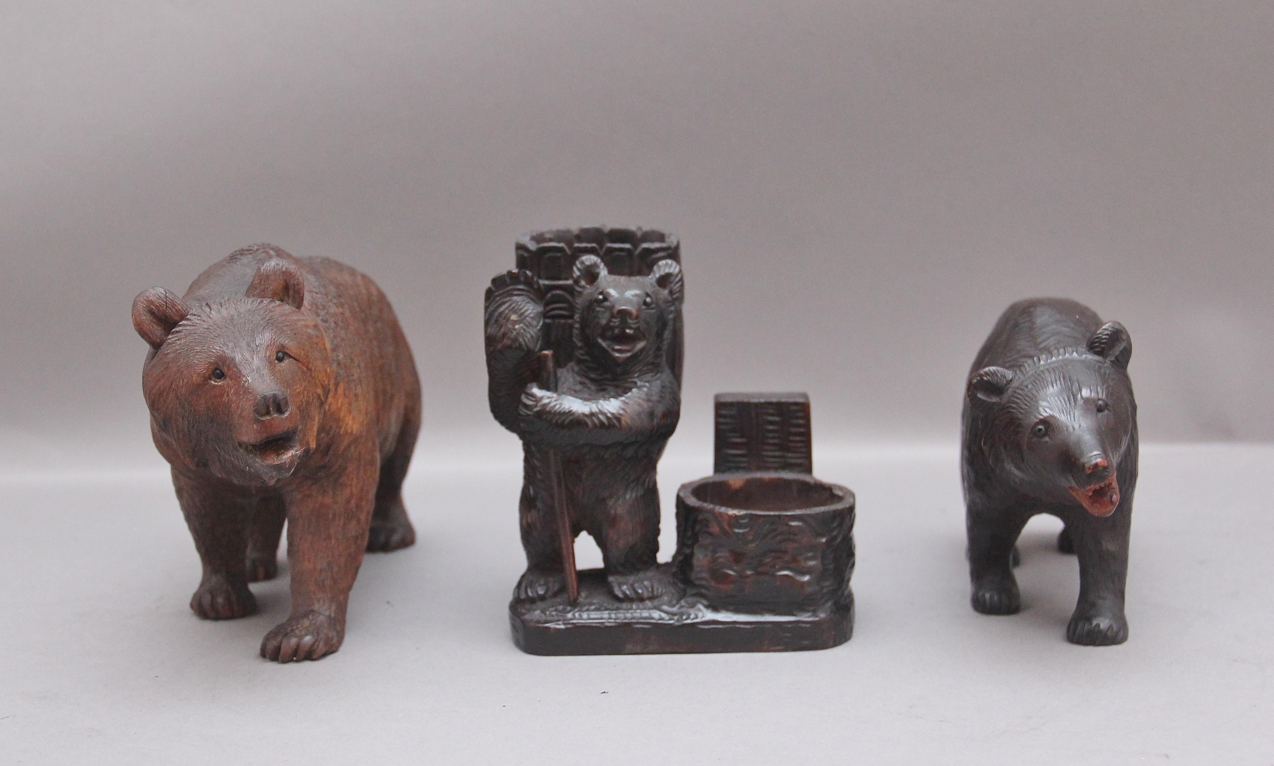 Swiss Set of Three 19th Century Black Forest Carvings For Sale