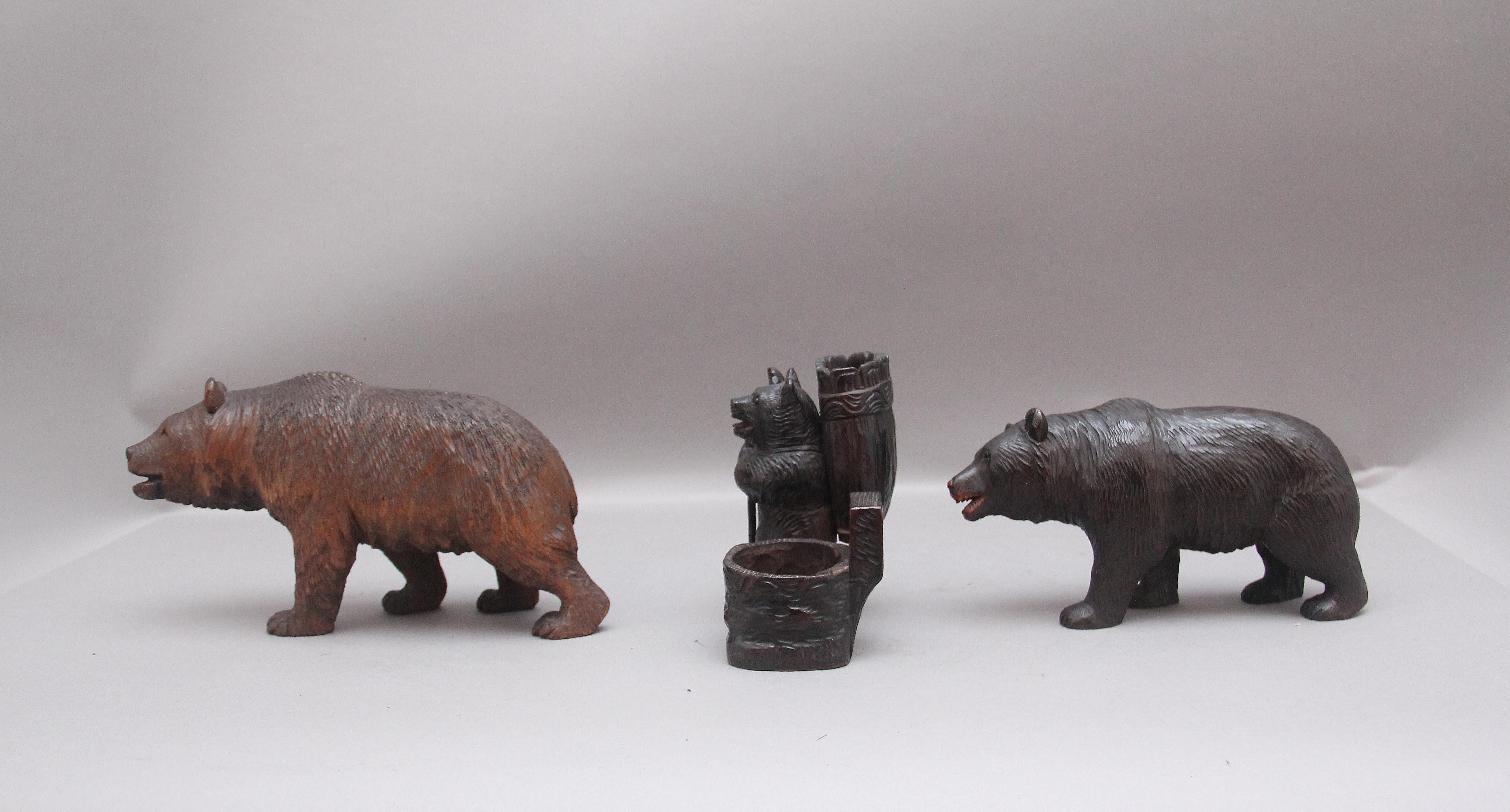 Walnut Set of Three 19th Century Black Forest Carvings For Sale