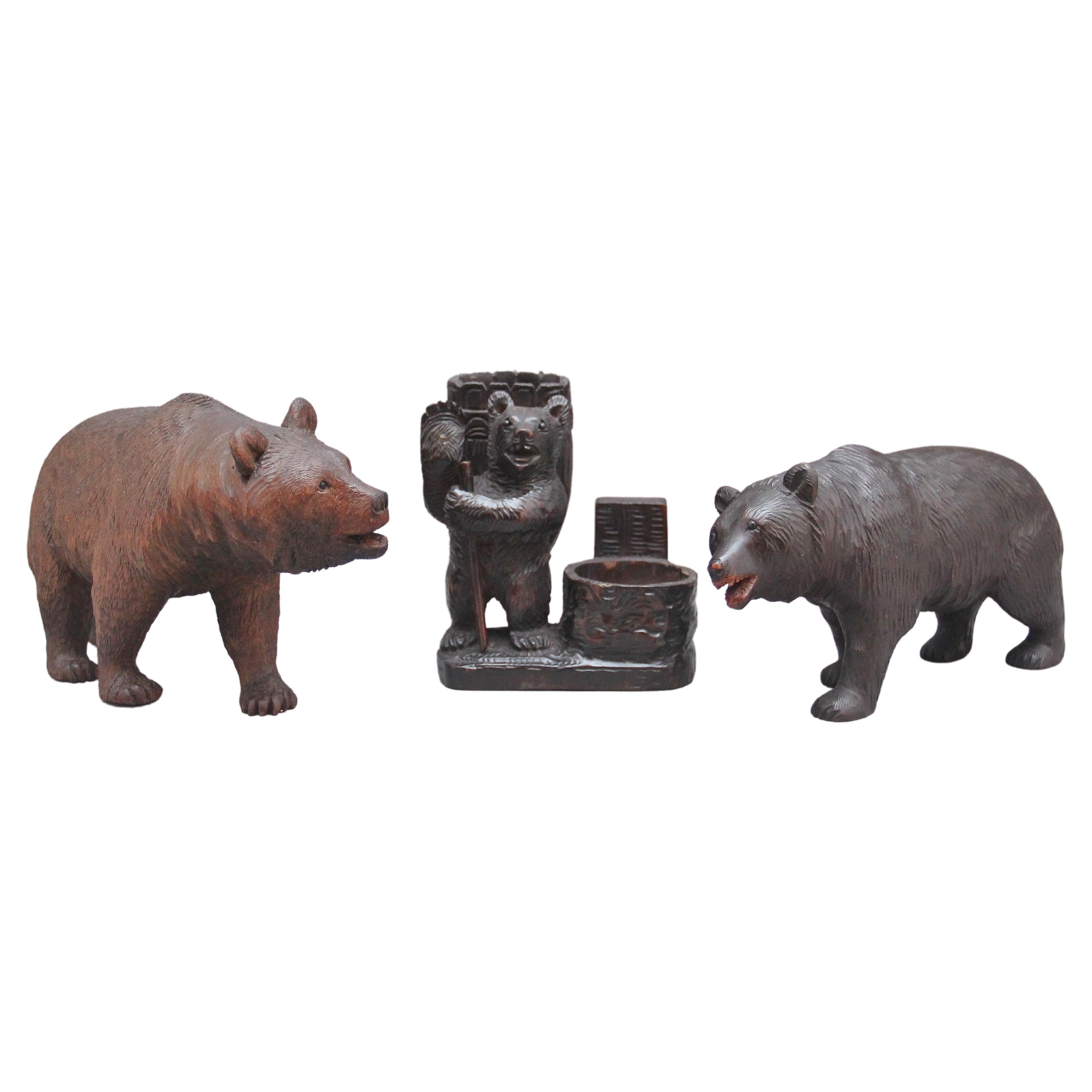 Set of Three 19th Century Black Forest Carvings