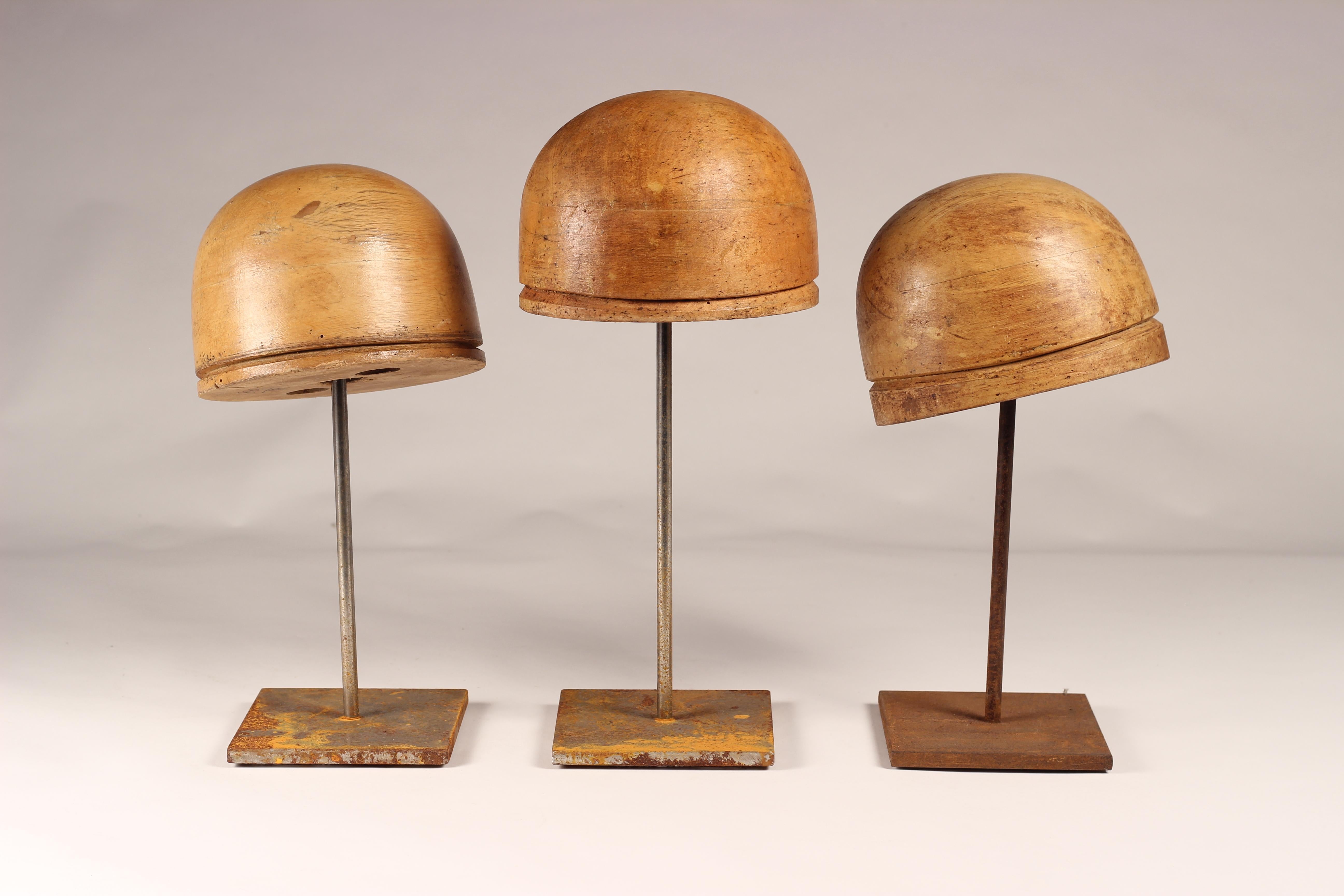 Steel Set of Three 19th Century Italian Milliners Hat Blocks from Florence Italy