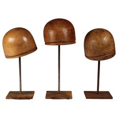 Ensemble de trois blocs de chapeaux de modistes italiens du 19ème siècle de Florence Italie