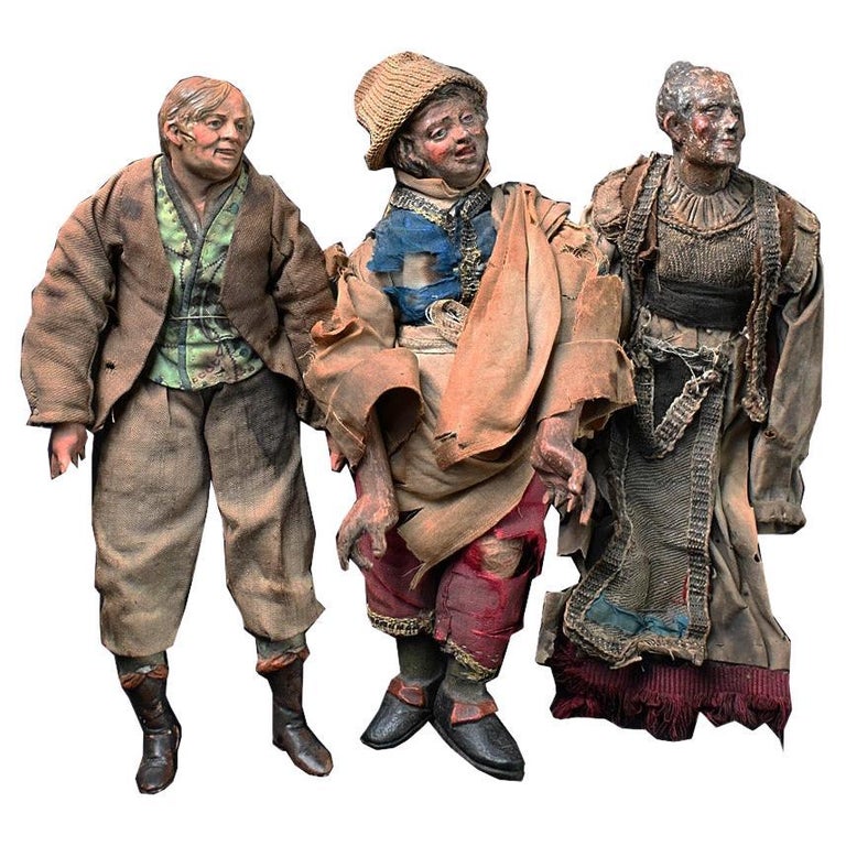 Set of Three 19th Century Terracotta Crib Figures For Sale at 1stDibs