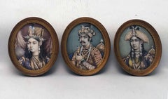 Conjunto de tres miniaturas angloindias