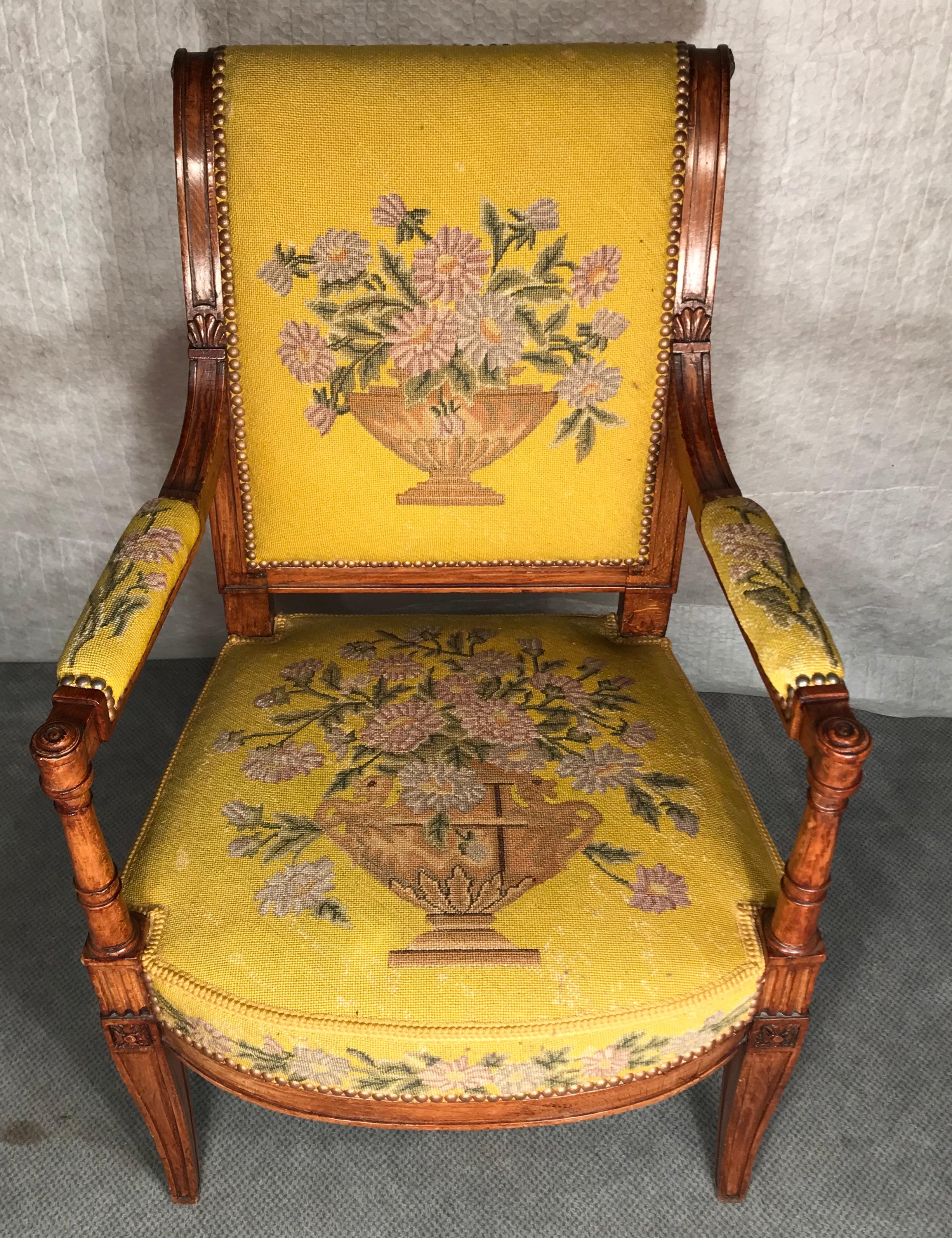 Set of Three Armchairs, Directoire Style, France, 19th Century In Good Condition For Sale In Belmont, MA
