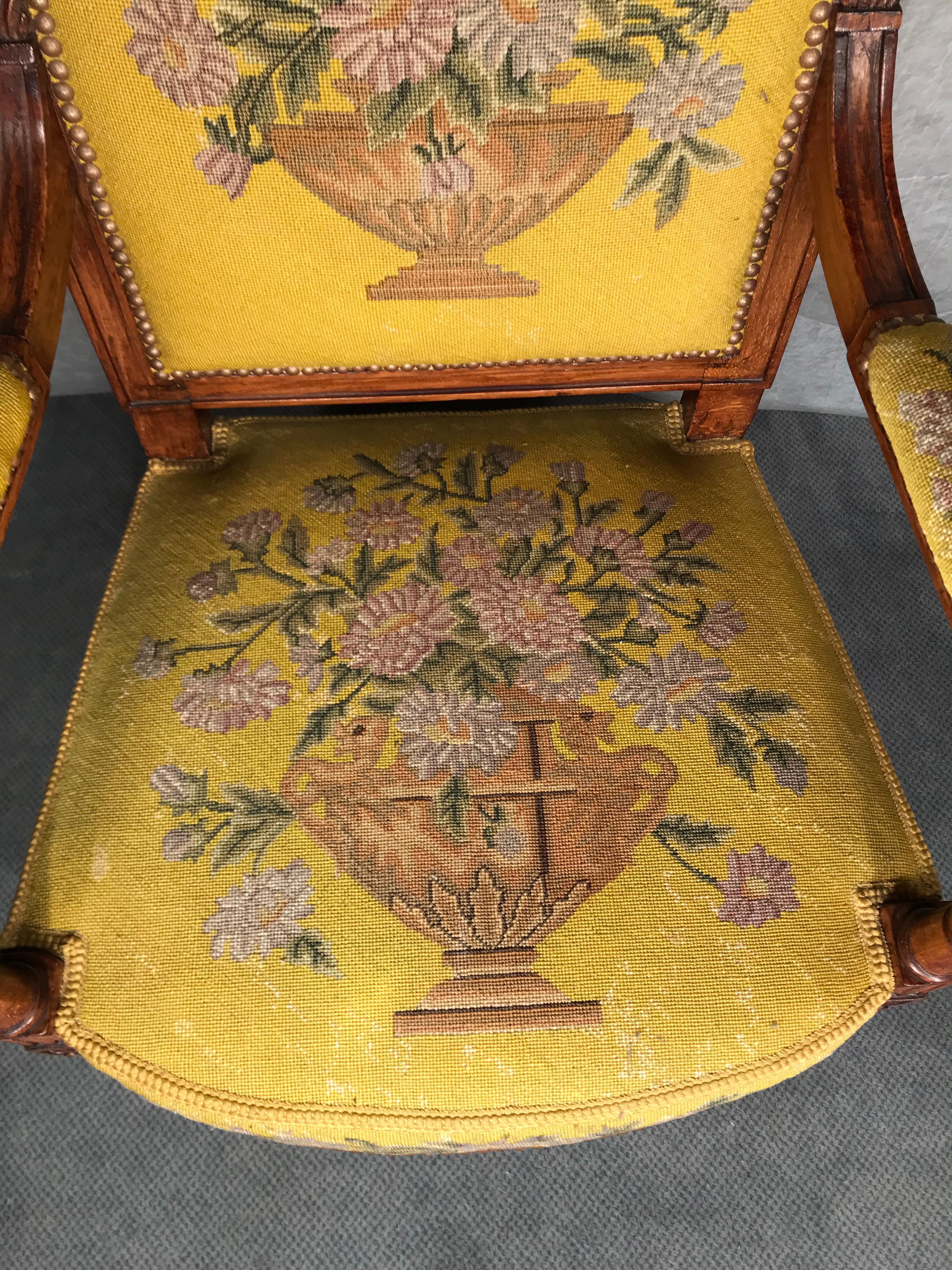 Set aus drei Sesseln, Directoire-Stil, Frankreich, 19. Jahrhundert im Angebot 1