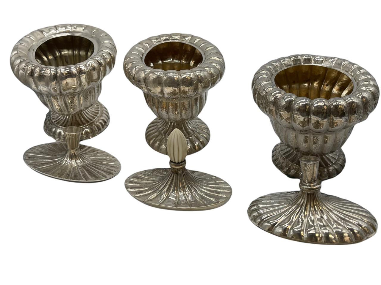 Set of Three Austrian Silver Boxes and Covers, Johann Hoppe, Vienna, 1920s In Distressed Condition For Sale In North Miami, FL