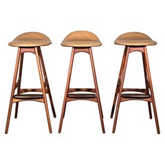 A Set Of Three Bar Stools by Erik Buck For Oddense Møbelfabrik in Denmark