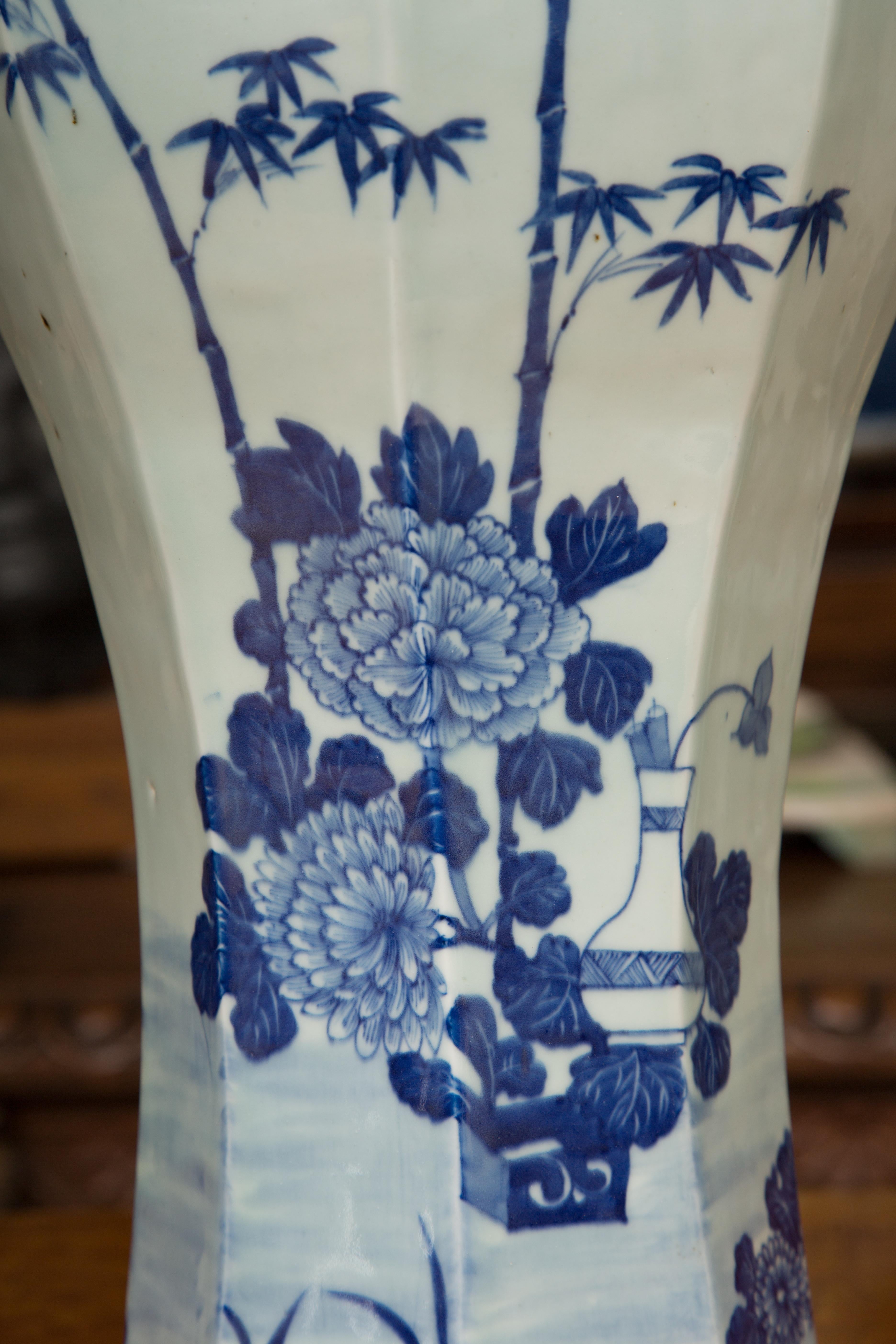 Chinese Export  Chinese Blue and White Lidded Vases