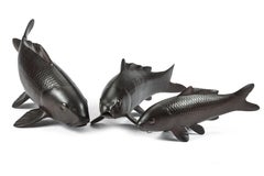 A set of three exquisite nineteenth century Japanese bronze sculptures of carp