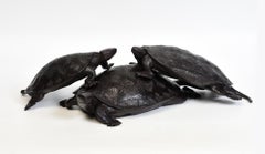 A Set of Three Finely Cast Asian Bronze Turtles
